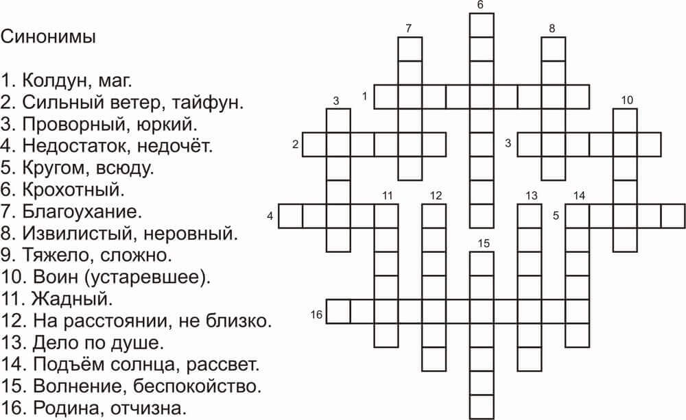кроссворд синонимы по логопедии